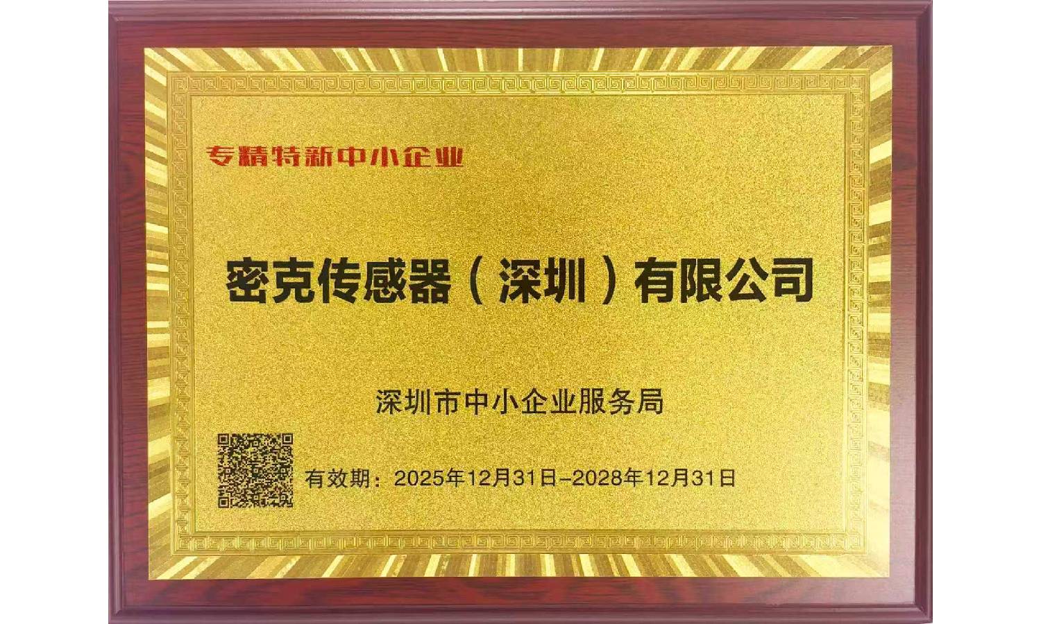 荣获专精特新中小企业证书